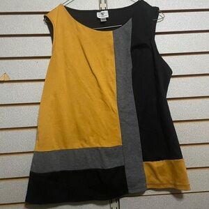 Worthington Yellow, Gray, and Black Colorblock Tank Top